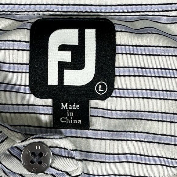 Footjoy Shirt Men’s‎ Large Gray Blue 1947 Stripped Polo Performance Golf Top - Picture 4 of 10